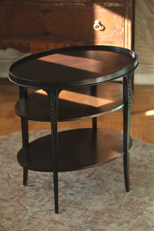 Vintage Mahogany Oval 3 Tiered Accent Table-Freshly Stained - photo 3