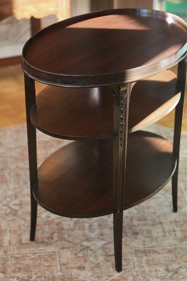 Vintage Mahogany Oval 3 Tiered Accent Table-Freshly Stained - photo 4