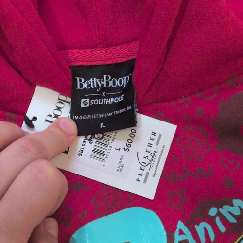 Betty Boop Southpole Women’s Large, Red Pullover Hoodie - photo 3