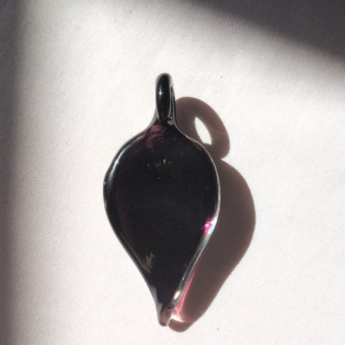Black Glass Teardrop Charm Pendant, White & Pink Swirl - photo 2