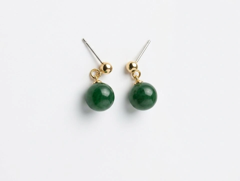 S925 Silver Needle Green Agate Drop Earrings – Brand New