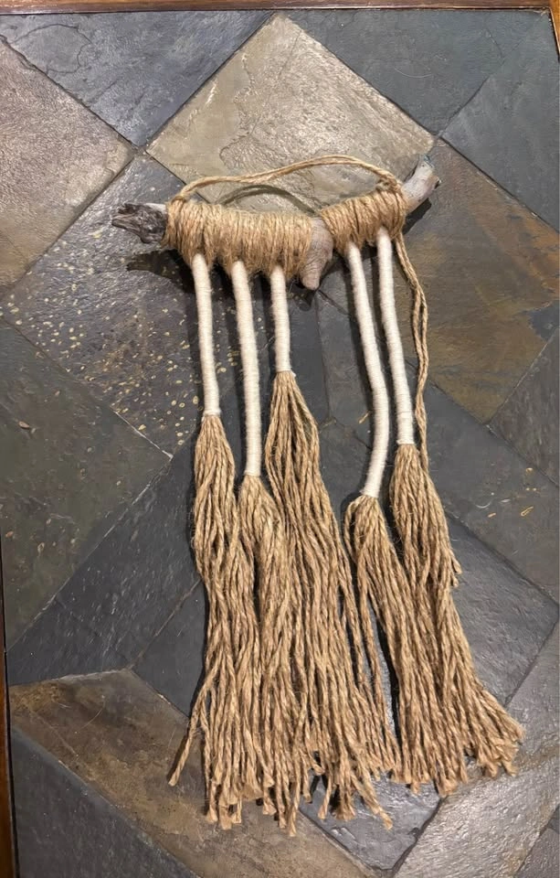 Handmade Boho Jute & Yarn Driftwood Wall Hanging - photo 2