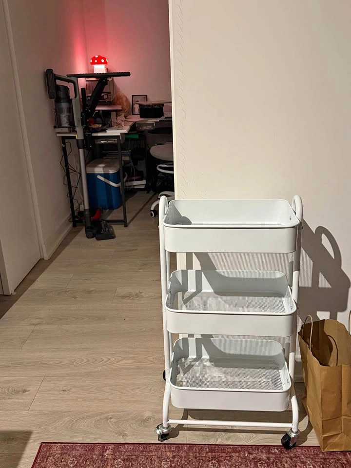 White 3-Tier Rolling Utility Cart