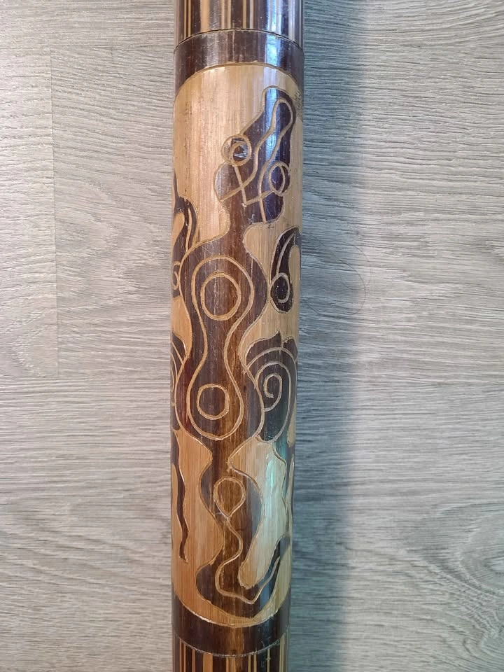 Hand-Carved Wooden Mask and Didgeridoo - photo 5