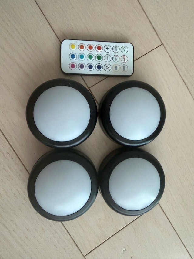 RGB LED Puck Lights (Set of 4) with Remote – Battery Operated