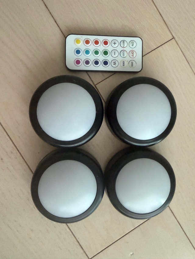 RGB LED Puck Lights (Set of 4) with Remote – Battery Operated - photo 2