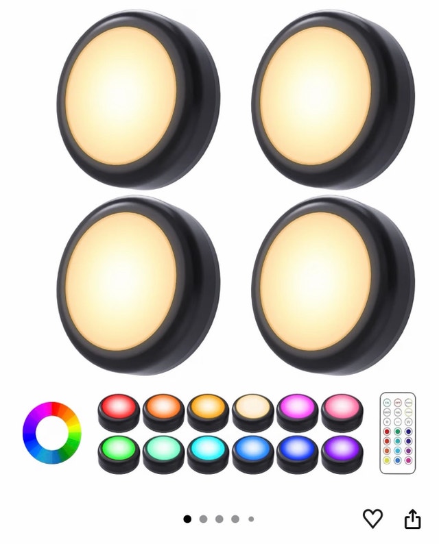 RGB LED Puck Lights (Set of 4) with Remote – Battery Operated - photo 5