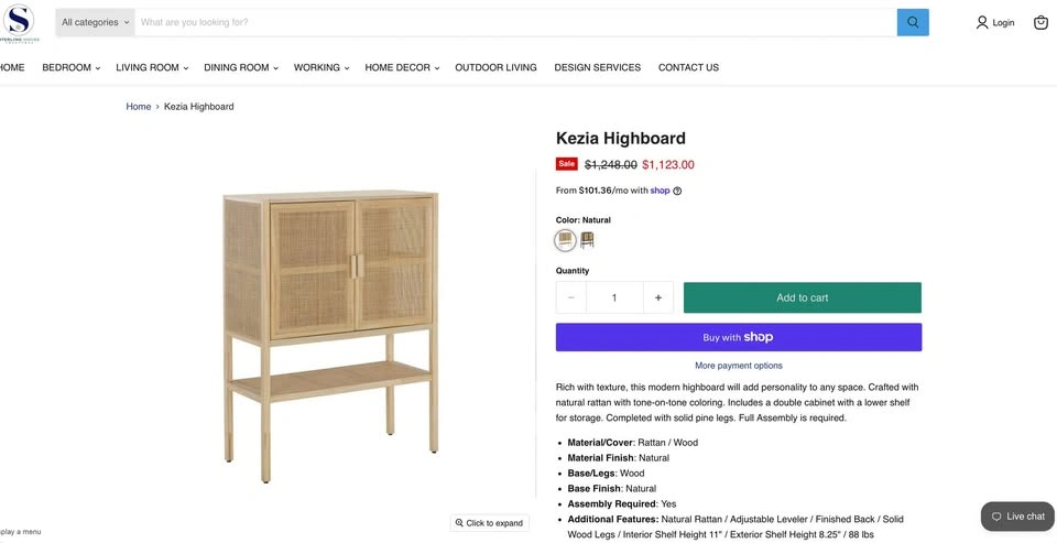 Kezia Natural Rattan Highboard Cabinet - NEW Sealed - photo 2