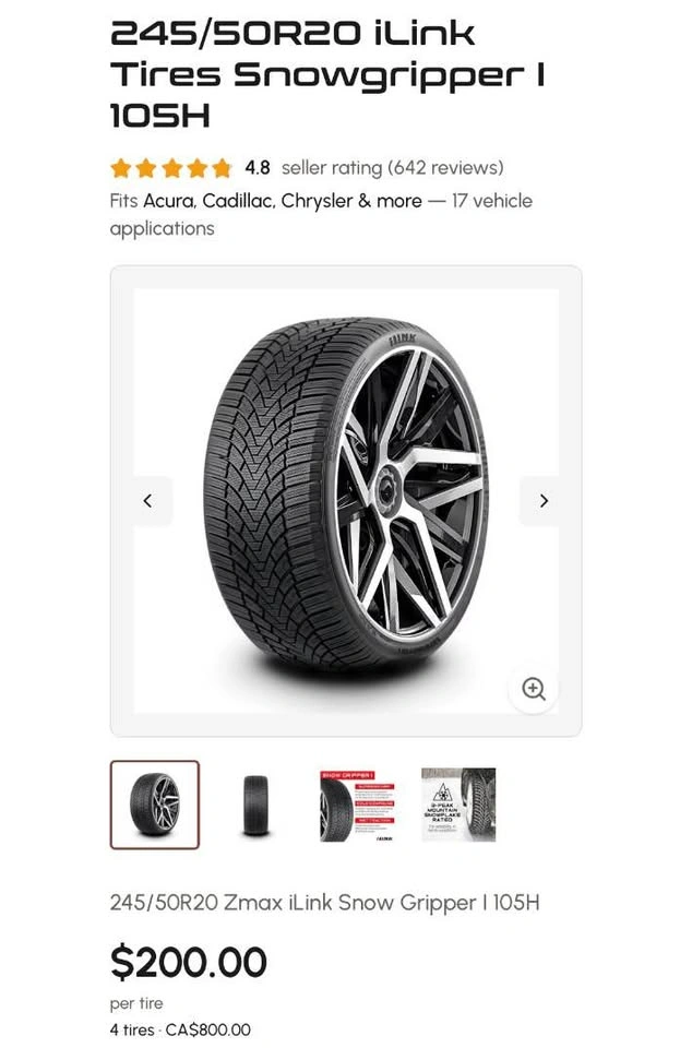 245/50R20 105H Winter Tires x4 - photo 5