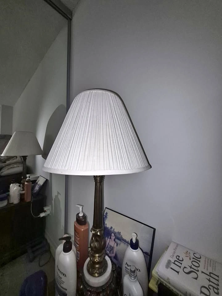 Table Lamp with White Pleated Shade