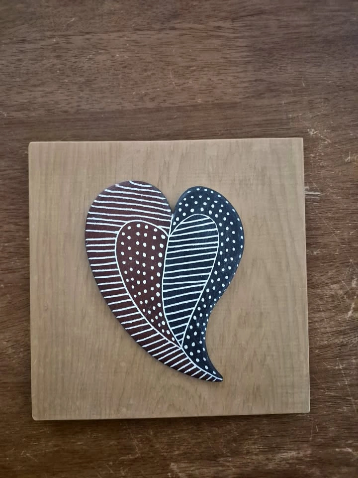 Decorative Heart Wall Art on Wood Board