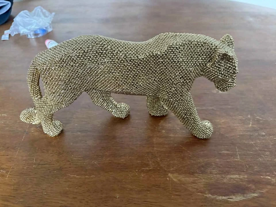 Gold Beaded Leopard Figurine