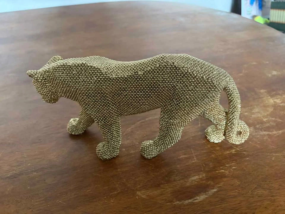 Gold Beaded Leopard Figurine - photo 3