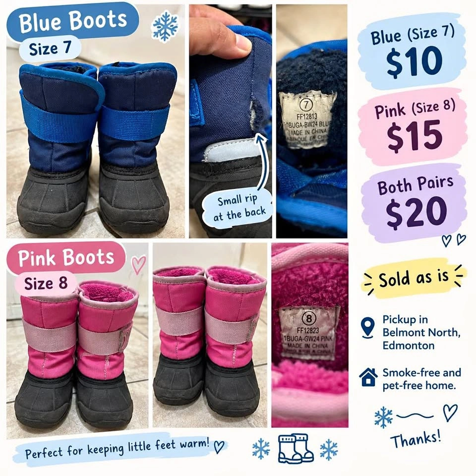 Toddler Winter Boots – Sizes 7 & 8