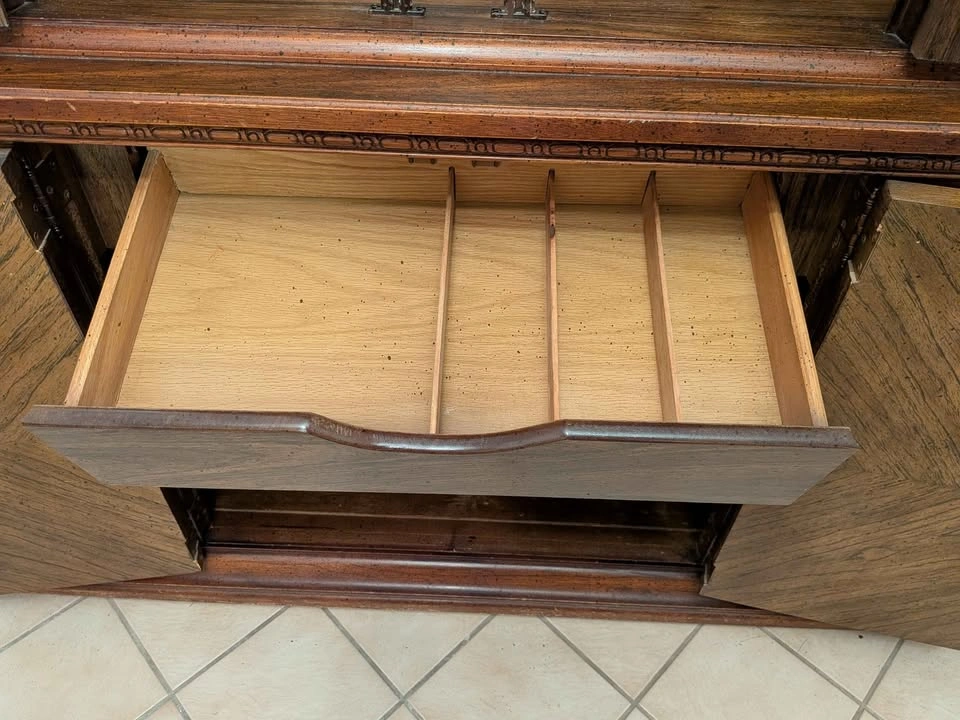 Vintage Lighted Wood China Cabinet Hutch - photo 4