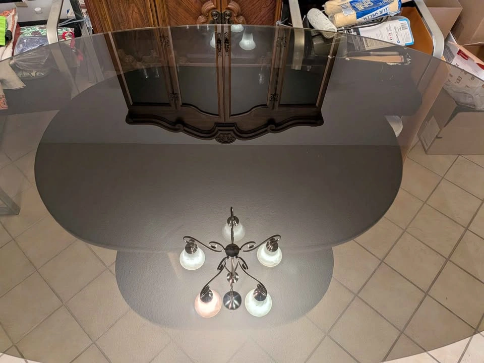 Smoked Glass Dining Table with Chrome Pedestal Base - photo 3