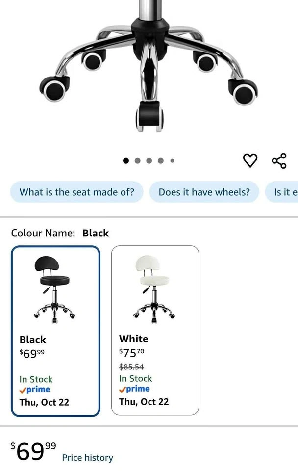 Adjustable Rolling Stool with Backrest