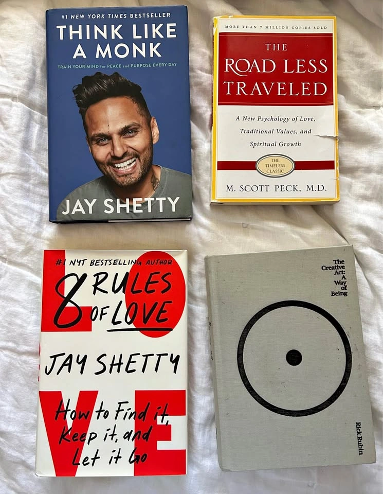 Self Help books - Jay Shetty, the road less traveled, Rick Rubin