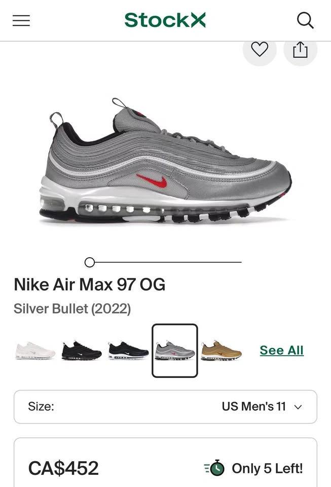 Nike Air Max 97 Silver Red Women’s (as is) 8.5 - photo 5