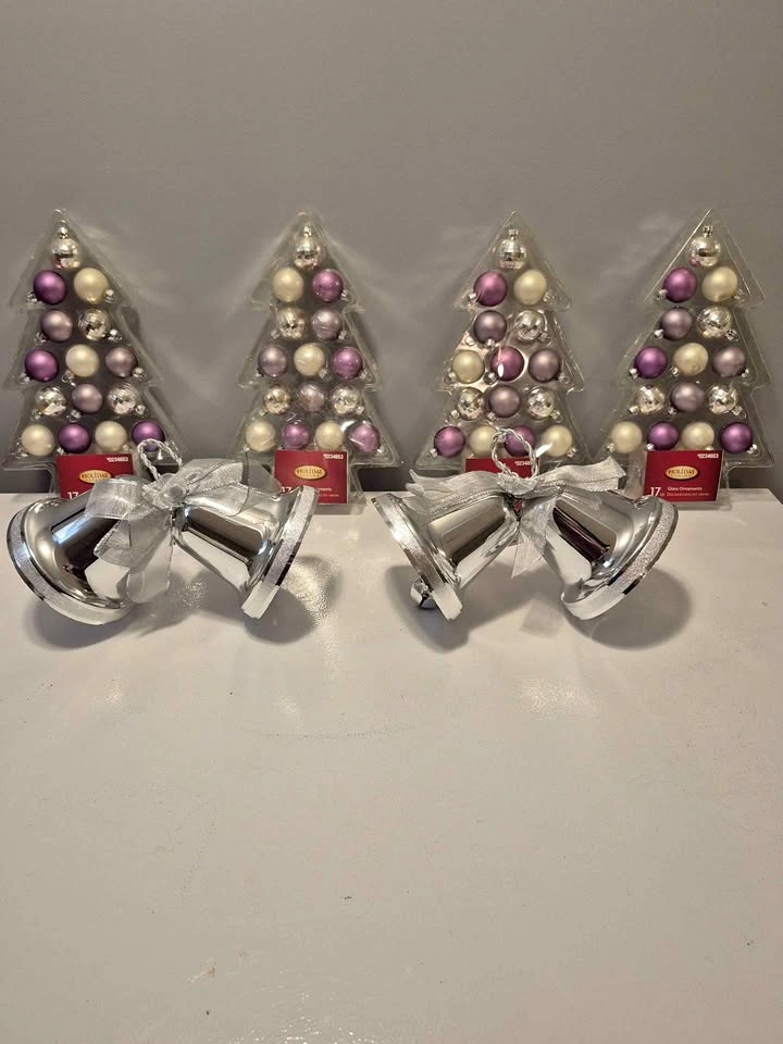 Holiday Living Glass Ornaments and Silver Bells