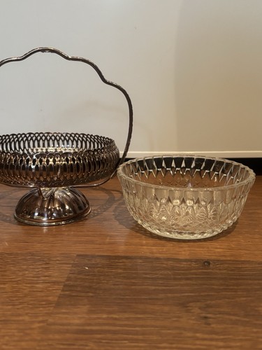 Vintage Sugar Jelly Jam Glass Bowl Silver Holder & Spoon - photo 2