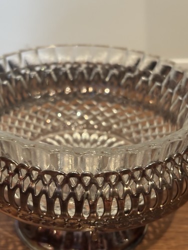 Vintage Sugar Jelly Jam Glass Bowl Silver Holder & Spoon - photo 3