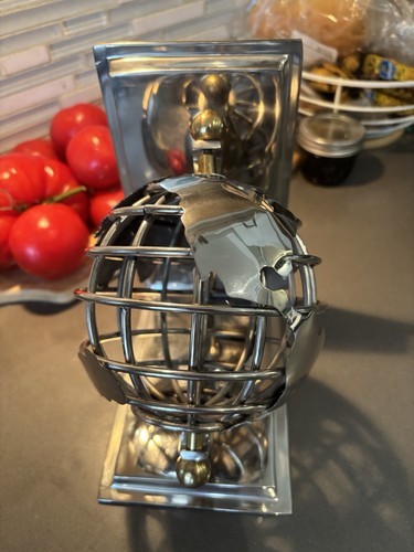 Vintage Chrome Sphere Wire Cage Globe Bookend Sculptural Metal - photo 4