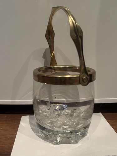 Vintage Italian Gold Gilded Glass Ice Bucket