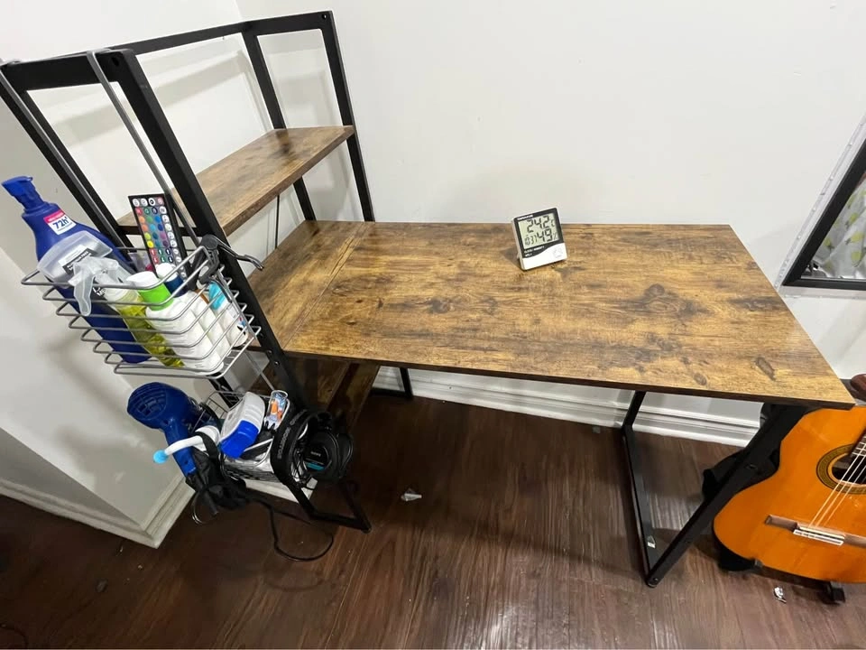 Computer Desk with Shelving and a cushioned chair - photo 5