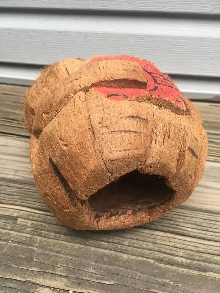 Vintage Hand Carved Coconut Figure Folk Art - 6 x 10 Inches image indicator(8)