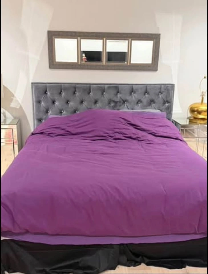 King Tufted Headboard with Bed Frame and Box Springs - photo 5