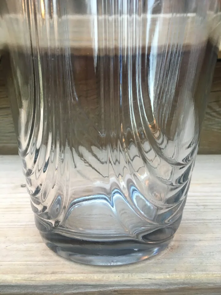 10” Tall Thick Glass Ridged Vase - Like New 10” image indicator(3)
