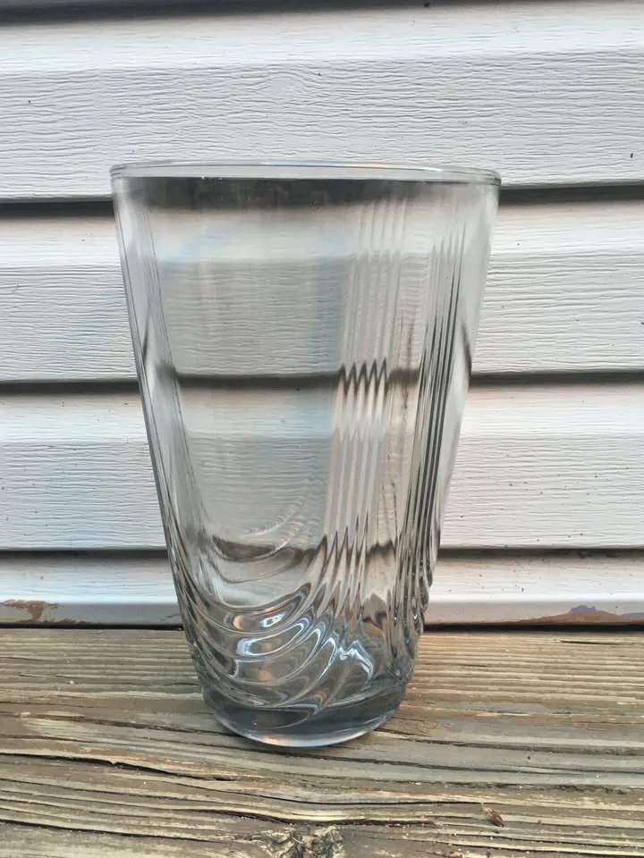 10” Tall Thick Glass Ridged Vase - Like New 10” image indicator(4)