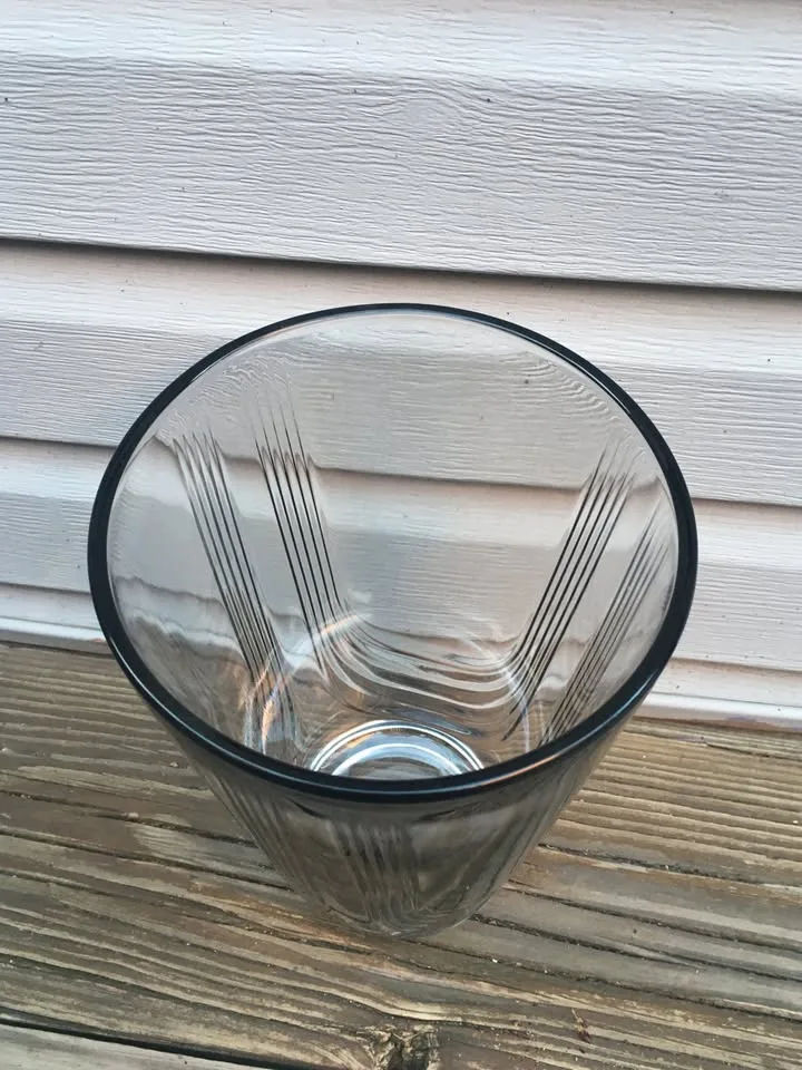 10” Tall Thick Glass Ridged Vase - Like New 10” image indicator(5)