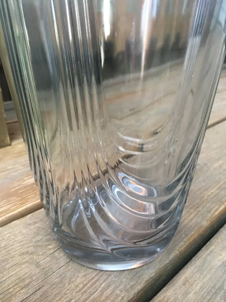 10” Tall Thick Glass Ridged Vase - Like New 10” image indicator(6)