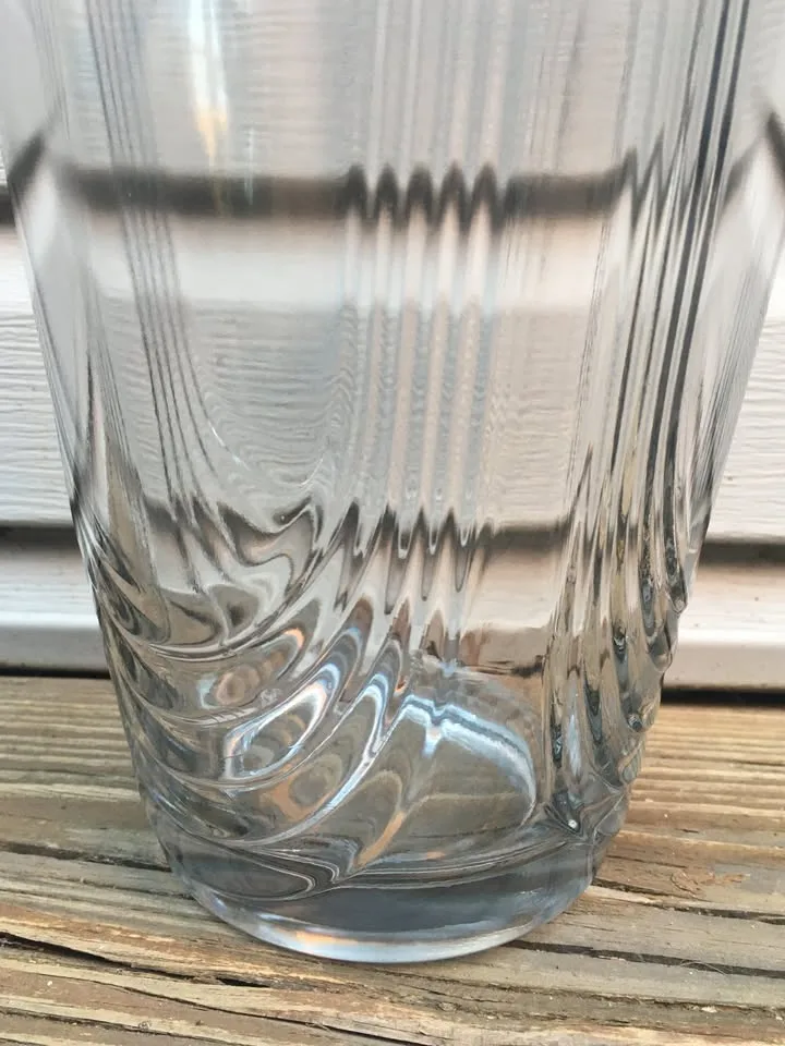 10” Tall Thick Glass Ridged Vase - Like New 10” image indicator(10)