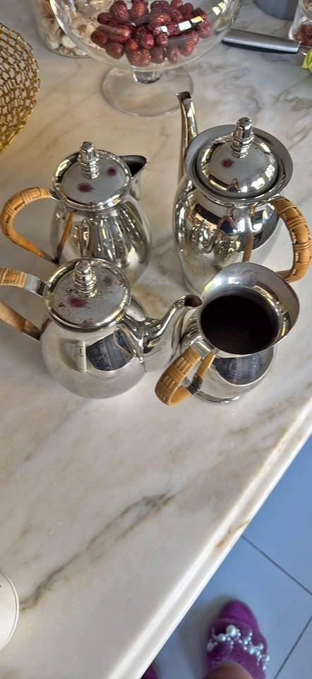 Stainless Steel Tea & Coffee Serving Set – Woven Handles