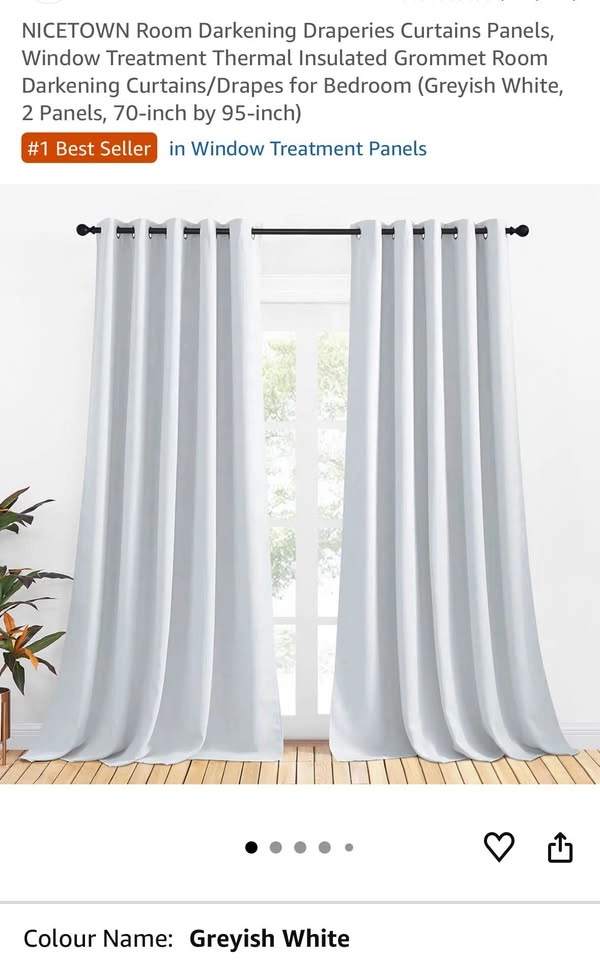 NICETOWN Blackout Thermal Insulated Curtains - Greyish White - photo 2