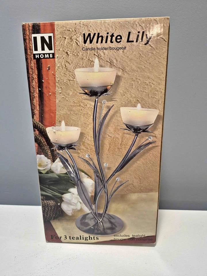 IN HOME White Lily Candle Holder