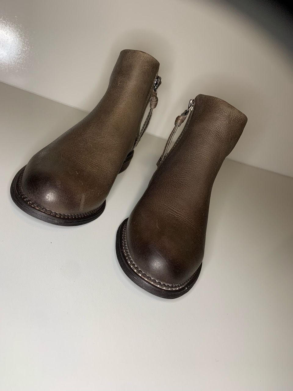 Brown Leather Ankle Boots with Side Zip - photo 3