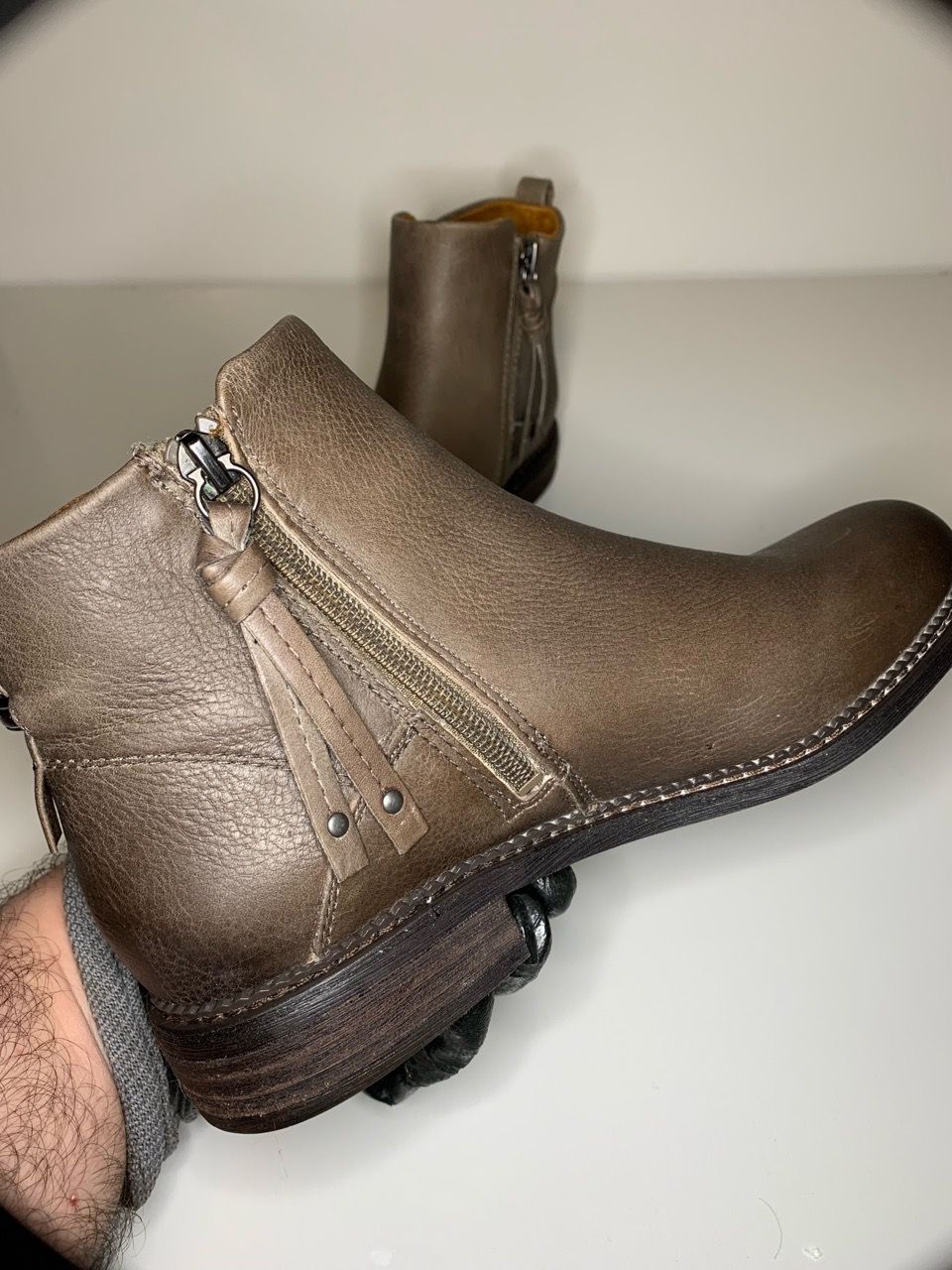 Brown Leather Ankle Boots with Side Zip - photo 4