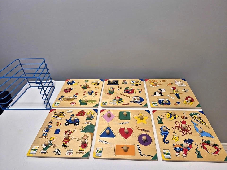 The Learning Journey Wooden Peg Puzzles - Set of 6 with Rack
