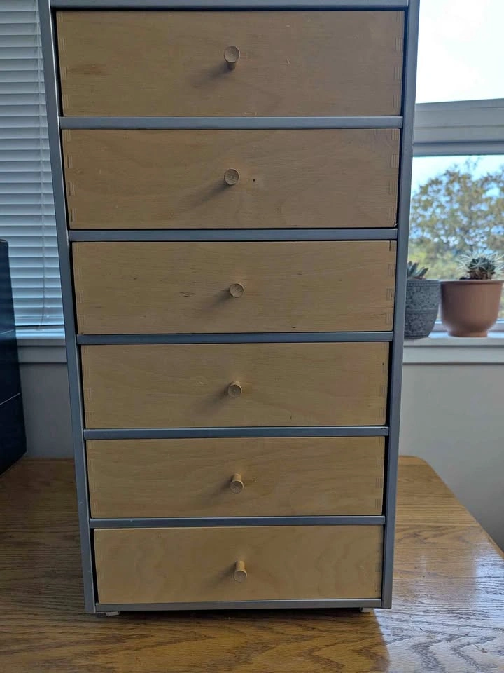6-Drawer Metal and Wood Storage Cabinet