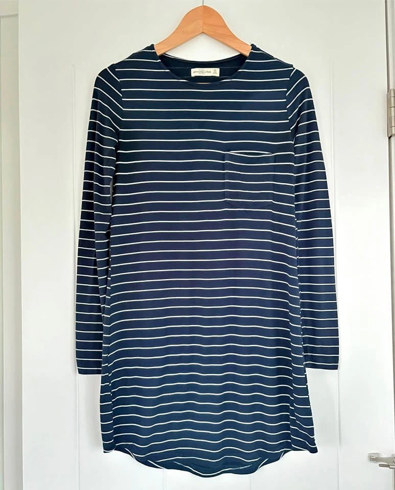 Abercrombie & Fitch Striped Long Sleeve Pocket T-Shirt Dress Siz