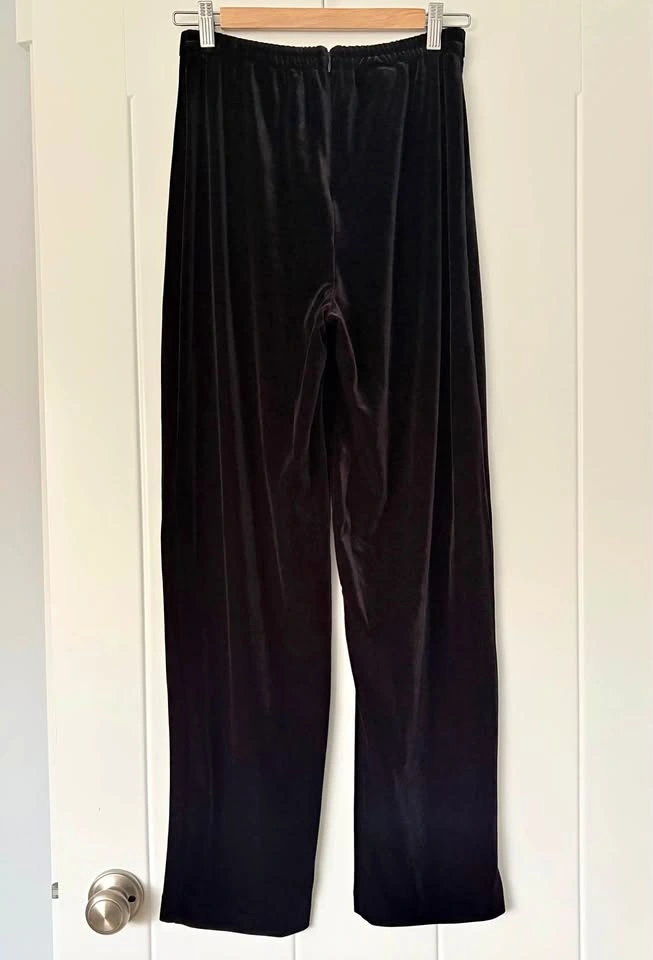 Vintage Black Velvet Stretchy Straight Leg Pants Size Small