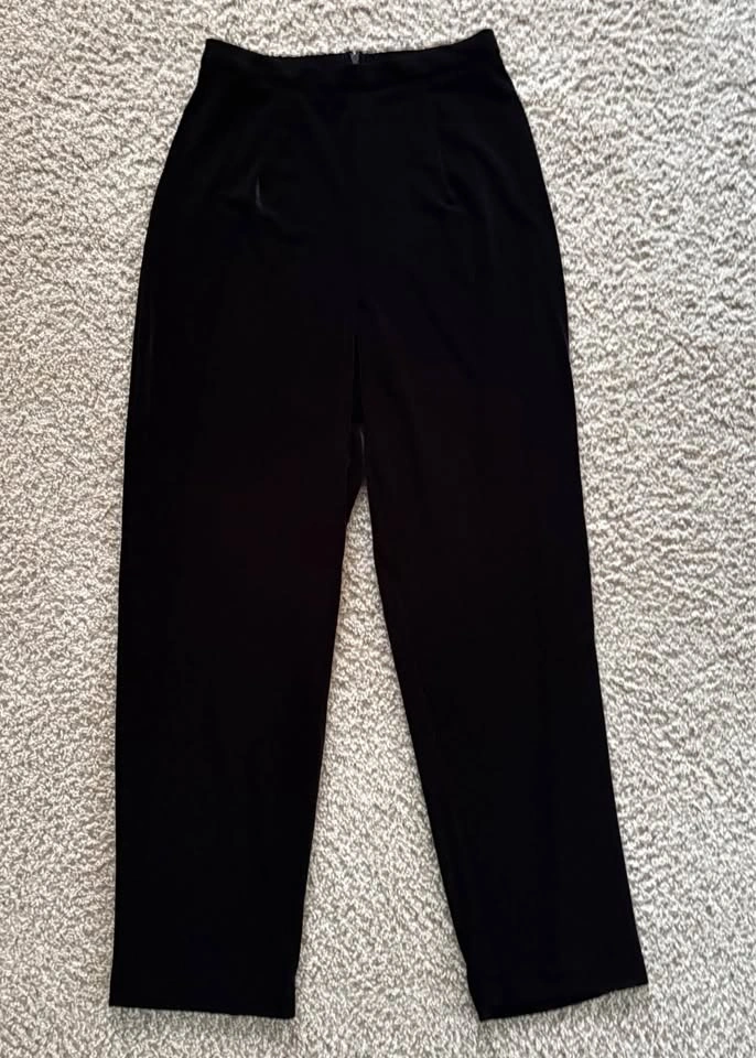 Vintage Black Velvet Stretchy Straight Leg Pants Size Small - photo 2