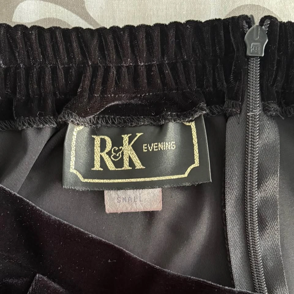 Vintage Black Velvet Stretchy Straight Leg Pants Size Small - photo 3