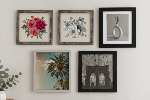 Set of 5 Framed Wall Art Prints