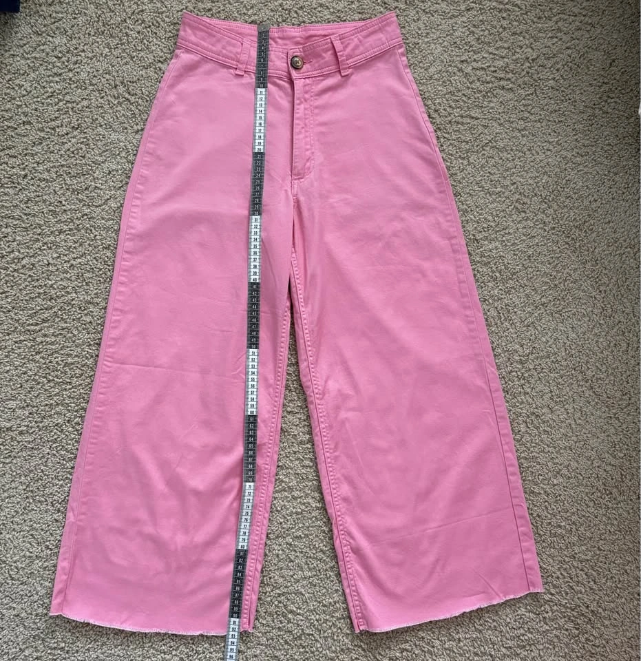 Billabong Free Fall Pink Wide Leg Raw Hem Pants Size 26 - photo 2