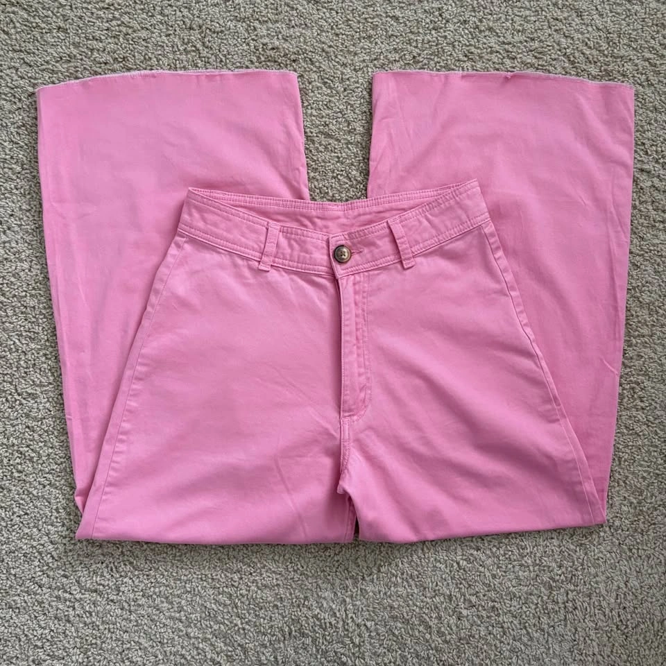 Billabong Free Fall Pink Wide Leg Raw Hem Pants Size 26 - photo 3